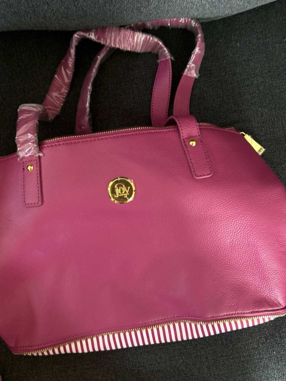Joy Mangano Magenta Tote with Gold Accent